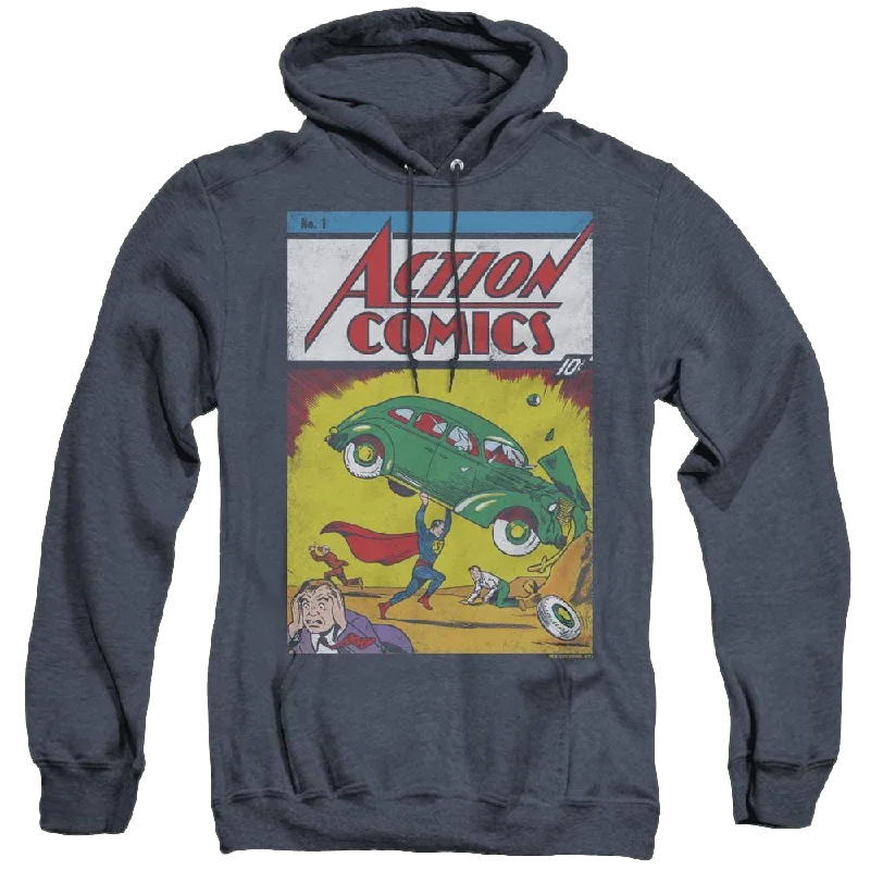 Superman Action No. 1 - Heather Pullover Hoodie Bateau Neck Pullover