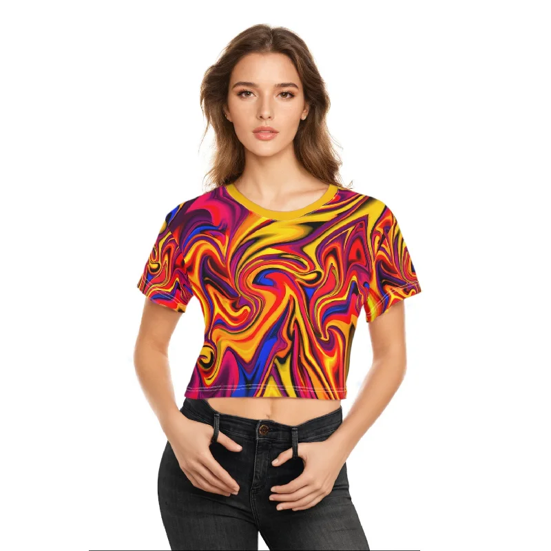 Fruity Banter Crop Top Tee Wool Fabric Cashmere Fabric Tweed Fabric
