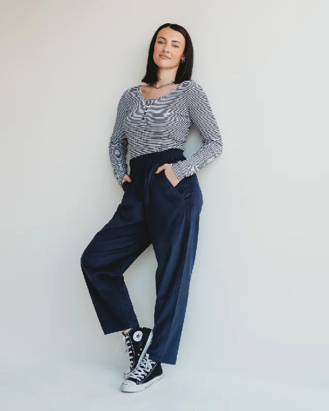 Kate Navy Cord Trousers Trousers Mesh Breathable
