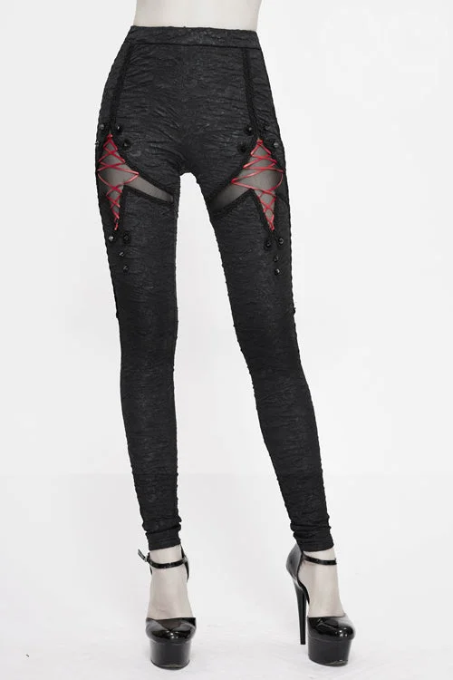 Black Gothic Laced Up Sexy Knit Leggings Womens Pants Elegant Printed Leggings with Pockets Black Gothic Laced Up Sexy Knit Leggings Womens Pants Elegant Printed Leggings with Pockets