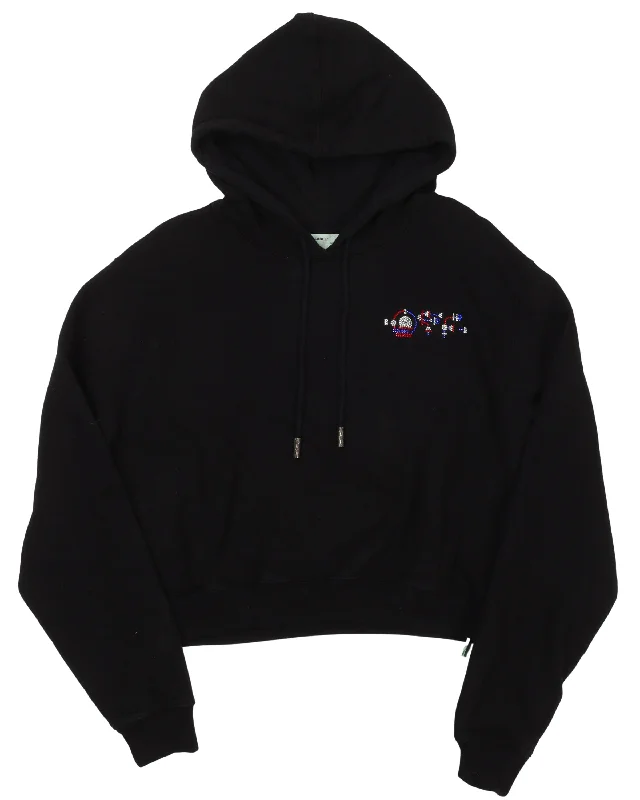 Cropped Rhinestone Woman Hoodie Hoodie with Pocket Utility Practical