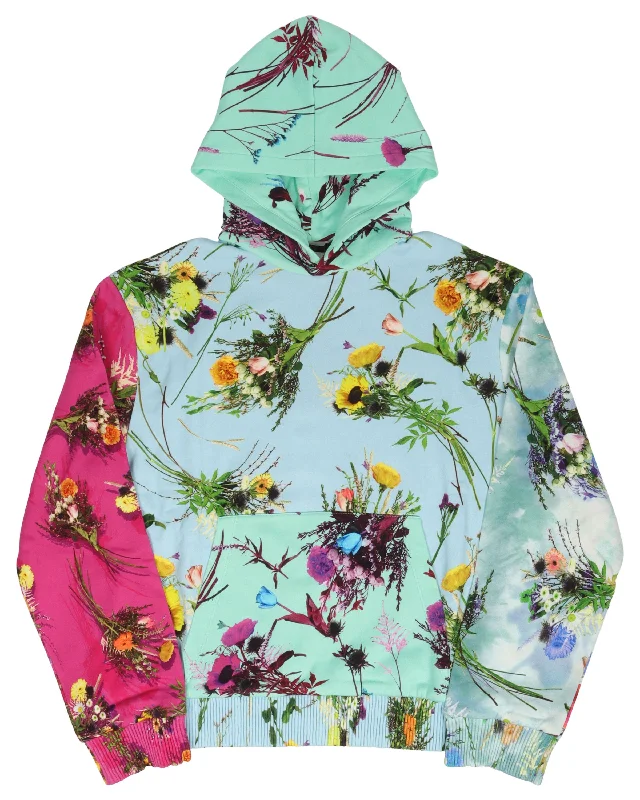 Multi Floral Hoodie Hoodie with Applique Textured Unique