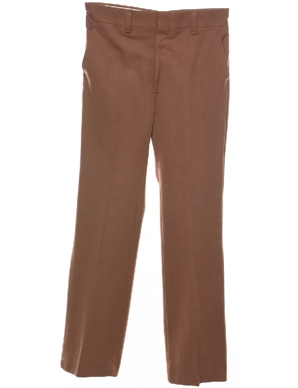 Brown Straight-Fit Trousers - W30 L30 Trousers Silk Elegant