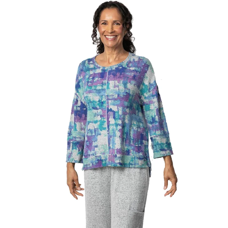 Women's Habitat Super Soft Collage Pullover Lagoon Button Front Sweater
