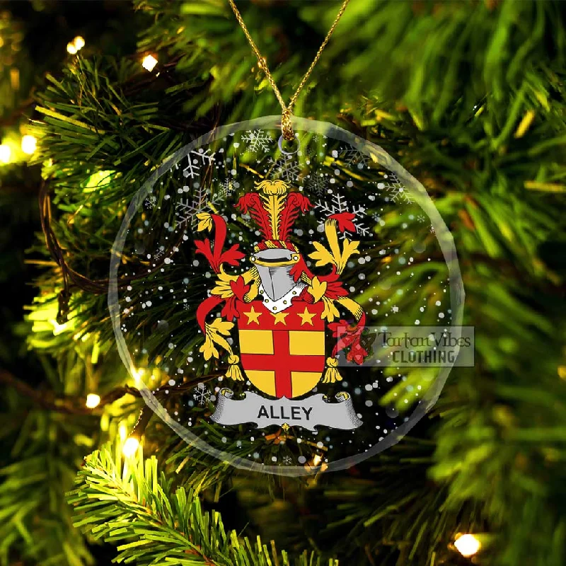 Alley Irish Clan Christmas Glass Ornament with Coat of Arms Zip Front Button Front Snap Front