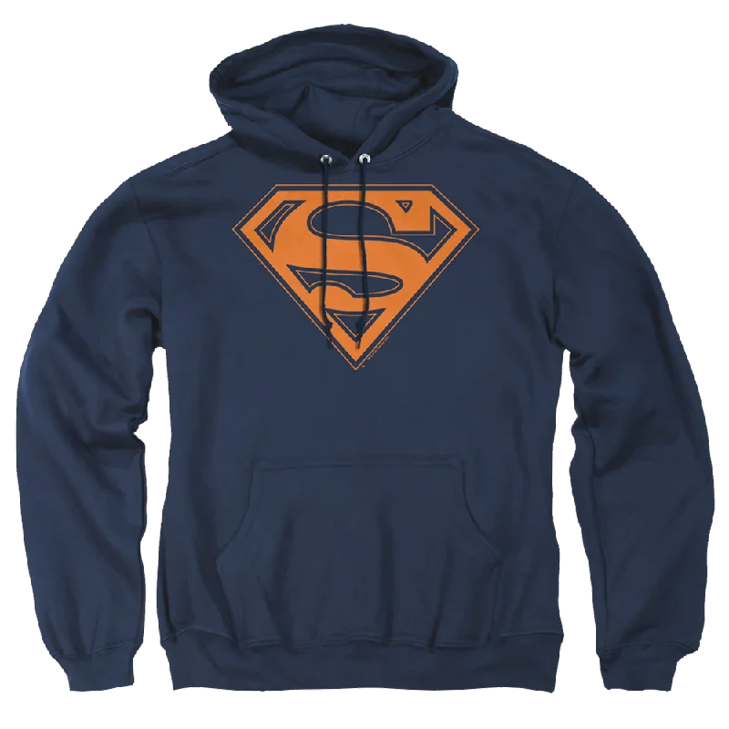 Superman Navy & Orange Shield - Pullover Hoodie Cowl Neck Pullover