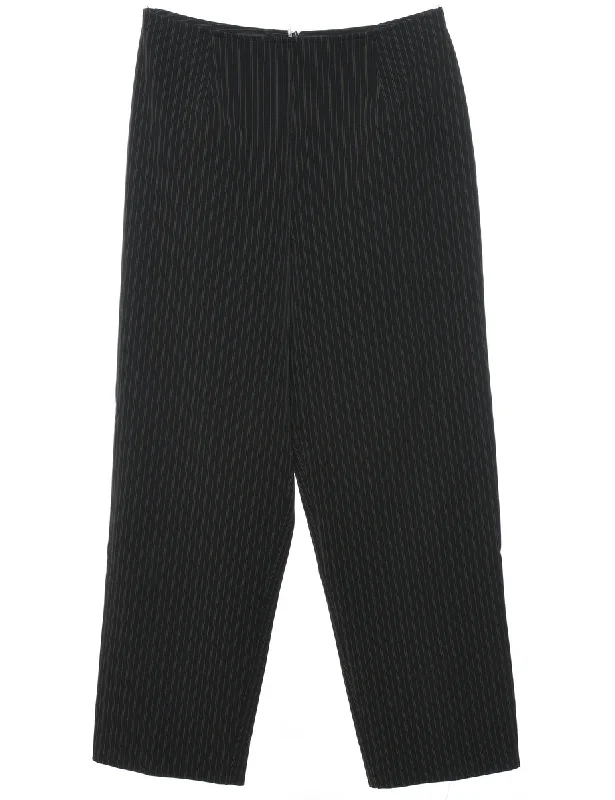 Classic Black Pinstriped Trousers - W30 L28 Trousers Print Floral