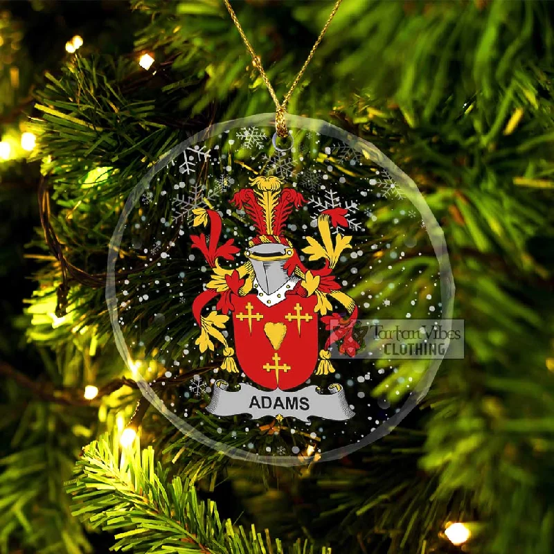 Adams Irish Clan Christmas Glass Ornament with Coat of Arms Herringbone Houndstooth Plaid Adams Irish Clan Christmas Glass Ornament with Coat of Arms Herringbone Houndstooth Plaid