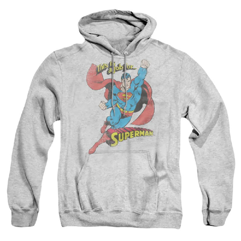 Superman On The Job - Pullover Hoodie Shirred Sleeve Feminine