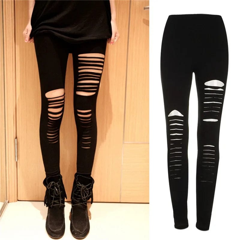 Black Punk Ripped Torn Slashed Cut Striped Leggings Pants Gothic Club Asymmetric Hole Elastic Skinny Pencil Pants For Women Girl Stylish Faux Leather Leggings Black Punk Ripped Torn Slashed Cut Striped Leggings Pants Gothic Club Asymmetric Hole Elastic Skinny Pencil Pants For Women Girl Stylish Faux Leather Leggings