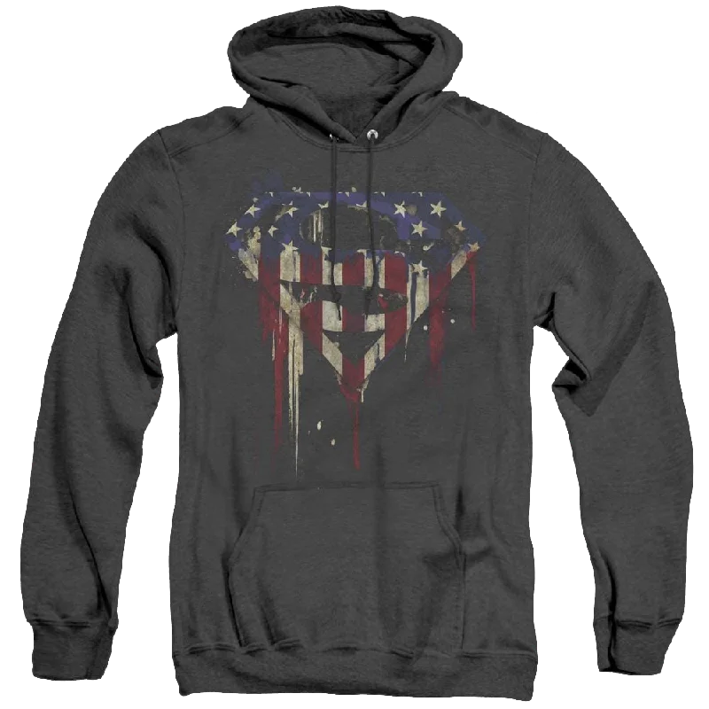 Superman Bleeding Shield - Heather Pullover Hoodie Bell Sleeve Stylish