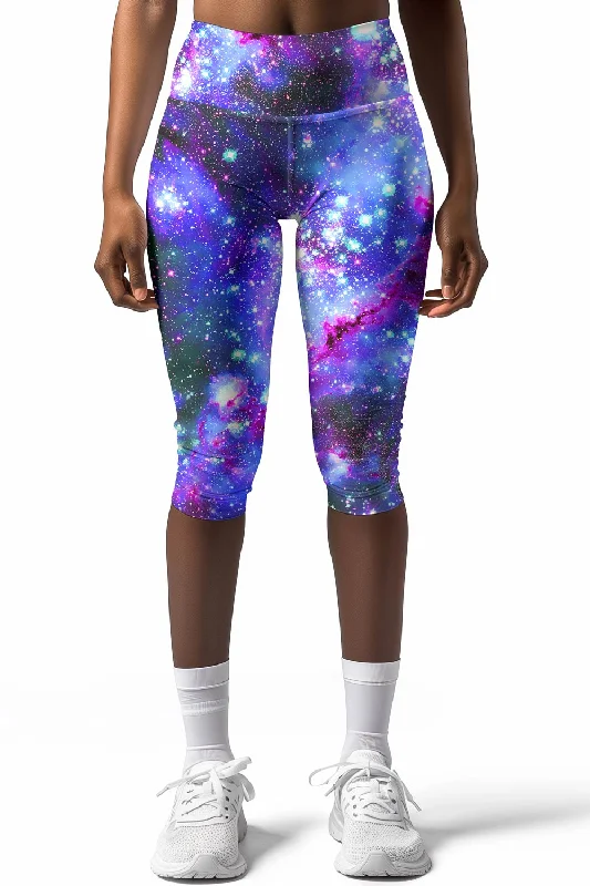 Milky-Way Ellie Purple Performance Yoga Capri Leggings - Women Comfortable Plus Size Leggings