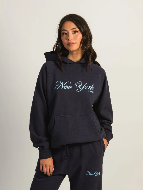 HARLOW CLOUD PRINT HOODIE - NEW YORK Hoodie with Fur Luxurious Winter
