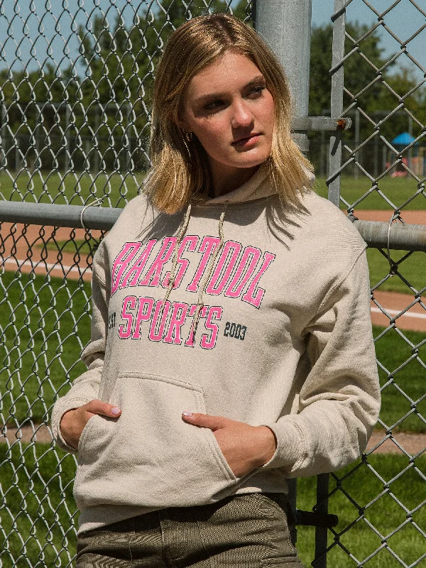 BARSTOOL SPORTS TEXT PULLOVER HOODIE Hoodie with Frayed Bohemian Relaxed