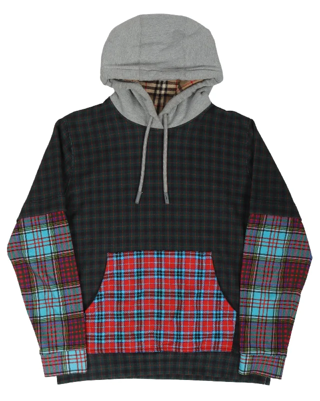 Multi-Patched Hoodie Hoodie with Rolled Sleeves Casual Relaxed