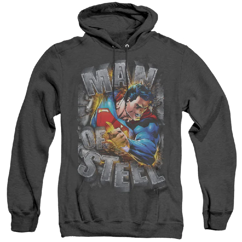 Superman Ripping Steel - Heather Pullover Hoodie Cable Knit Chunky