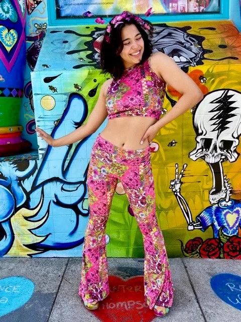 Ellie Paisley Velvet Crop Top #2 Zippered Buttoned Snapped