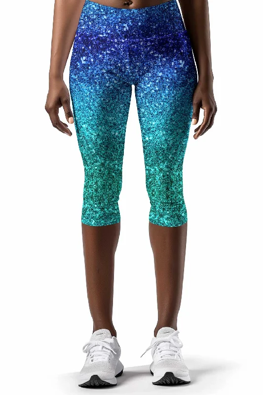 Ocean Drive Ellie Blue Performance Yoga Capri Leggings - Women Trendy Leather-Look Workout Leggings Ocean Drive Ellie Blue Performance Yoga Capri Leggings - Women Trendy Leather-Look Workout Leggings