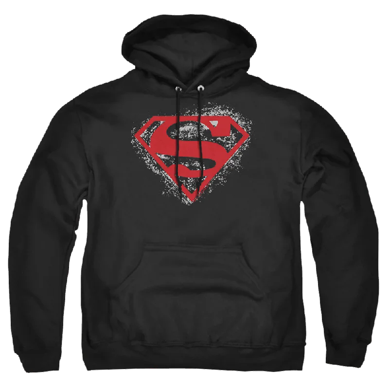 Superman Hardcore Noir Shield - Pullover Hoodie Lantern Sleeve Elegant