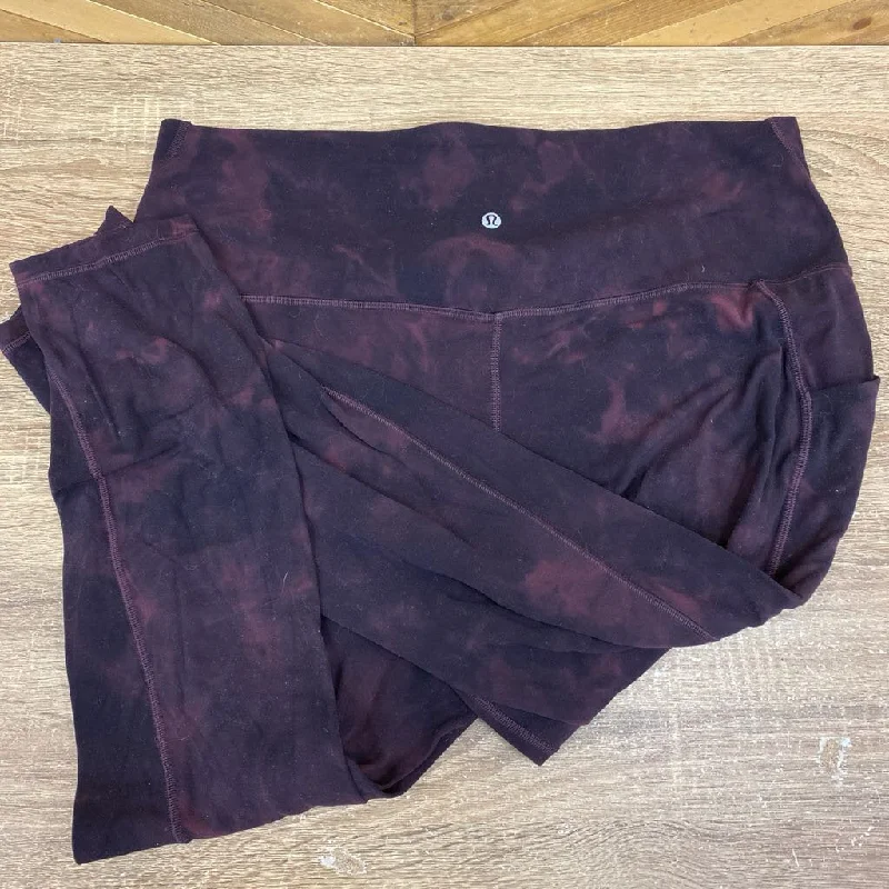 Lululemon - Women's Patterned Cropped Leggings: Dark Purple/Burgundy-women-18 Cozy Yoga Compression Leggings Lululemon - Women's Patterned Cropped Leggings: Dark Purple/Burgundy-women-18 Cozy Yoga Compression Leggings