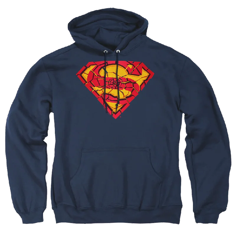Superman Shattered Shield - Pullover Hoodie Long Sleeve Pullover