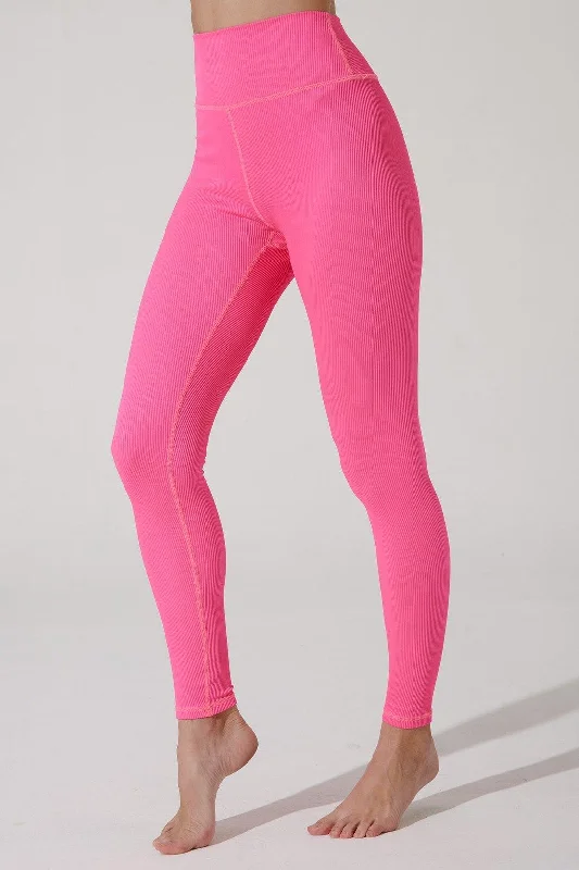 Querida High Waist R Legging - Hot Pink Trendy Minimalist Leggings