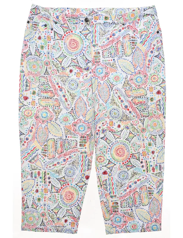Cropped Multi-Colour Patterned Trousers - W36 L22 Trousers Print Floral