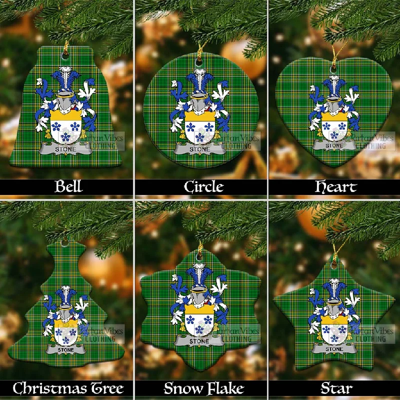 Stone Irish Clan Tartan Christmas Ceramic Ornament with Coat of Arms Crew Neck V-Neck Boat Neck Stone Irish Clan Tartan Christmas Ceramic Ornament with Coat of Arms Crew Neck V-Neck Boat Neck