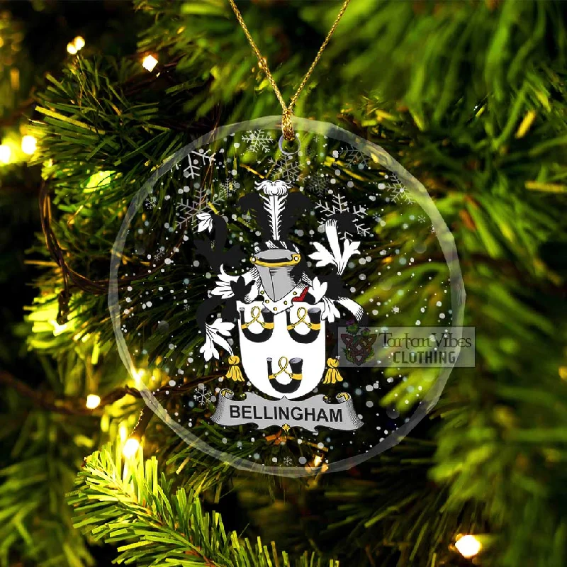 Bellingham Irish Clan Christmas Glass Ornament with Coat of Arms Fitted Loose Oversized Bellingham Irish Clan Christmas Glass Ornament with Coat of Arms Fitted Loose Oversized