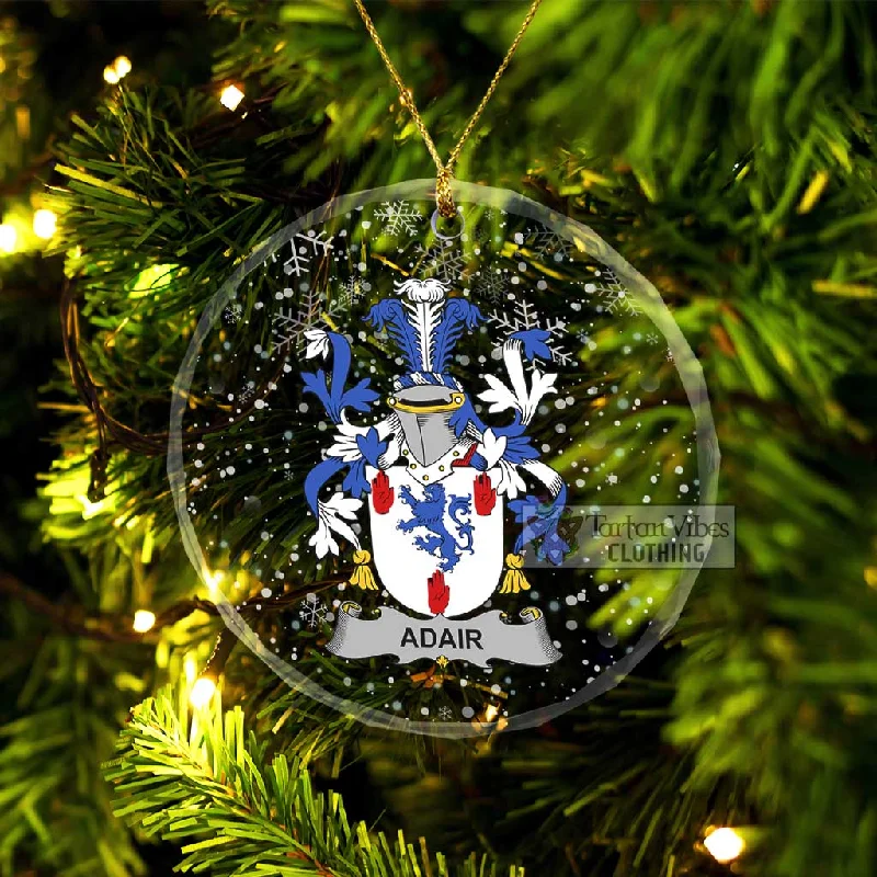 Adair Irish Clan Christmas Glass Ornament with Coat of Arms Striped Polka Dot Floral Adair Irish Clan Christmas Glass Ornament with Coat of Arms Striped Polka Dot Floral