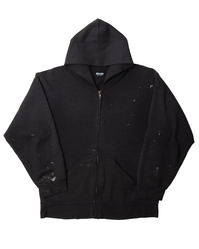 Painted Zip Up Hoodie Hoodie with Ribbed Neckline Snug Warm