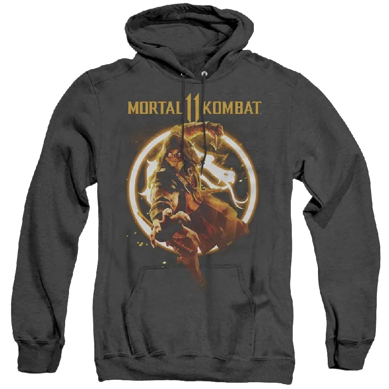 Mortal Kombat Scorpion Flames - Heather Pullover Hoodie Square Neck Pullover