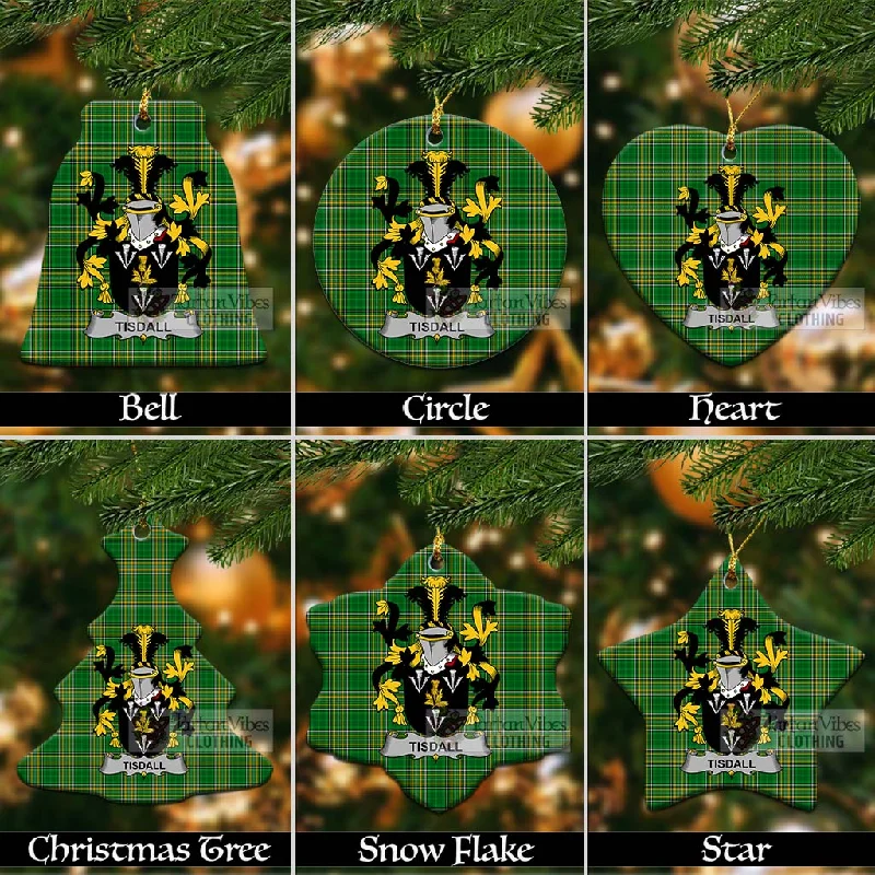 Tisdall Irish Clan Tartan Christmas Ceramic Ornament with Coat of Arms Cuffed Rolled Raglan Tisdall Irish Clan Tartan Christmas Ceramic Ornament with Coat of Arms Cuffed Rolled Raglan