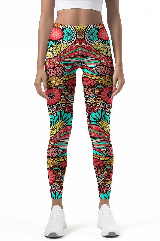 Verve Lucy Printed Performance Yoga Leggings - Women Trendy Activewear Leggings