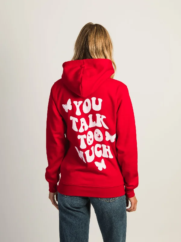 VERBAGE YOU TALK TOO MUCH HOODIE Hoodie with Sequins Glamorous Eye-catching