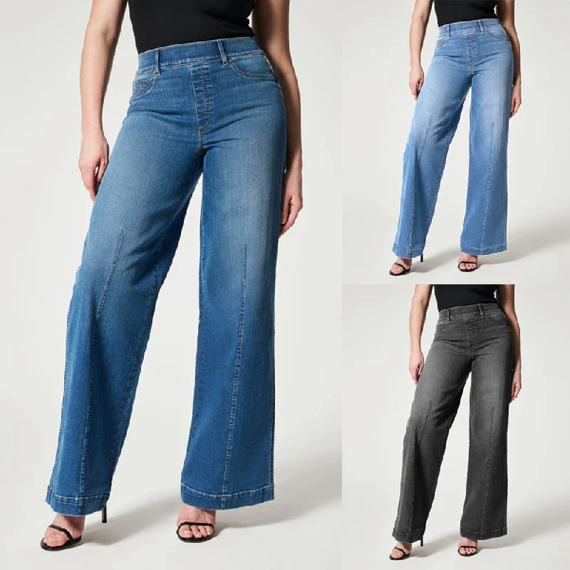 Women's Straight Jeans Mid Waist Wide Leg Pants High Elastic Waist Trousers Trousers Spring Floral Women's Straight Jeans Mid Waist Wide Leg Pants High Elastic Waist Trousers Trousers Spring Floral