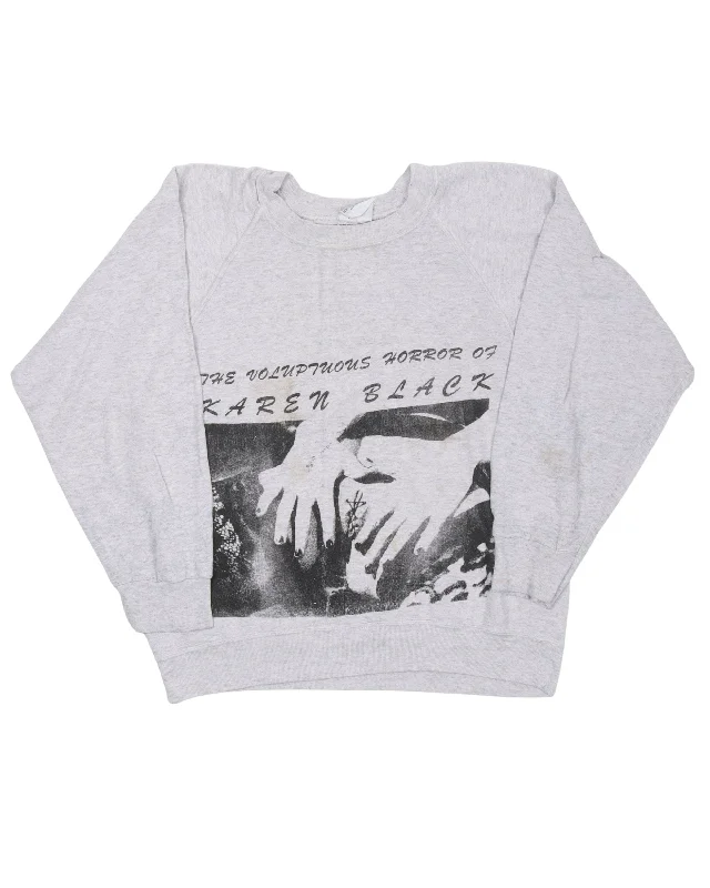 Karen Black Sweatshirt Hoodie with Hem Ribbing Snug Secure