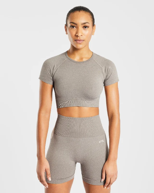 Empower Seamless Crop Top - Taupe Marl Modern Contemporary Chic