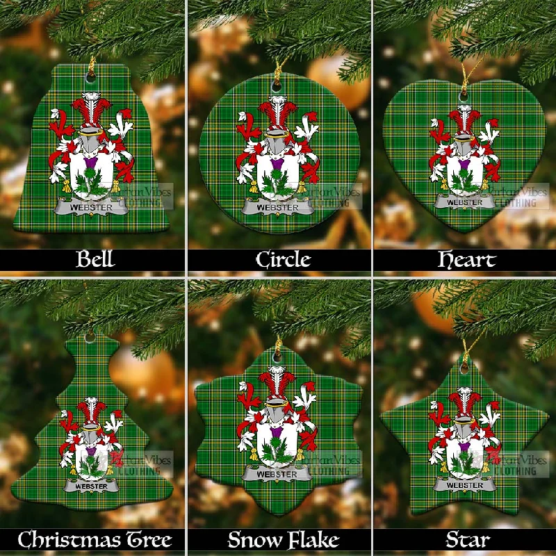 Webster Irish Clan Tartan Christmas Ceramic Ornament with Coat of Arms Jersey Tulle Batik Webster Irish Clan Tartan Christmas Ceramic Ornament with Coat of Arms Jersey Tulle Batik