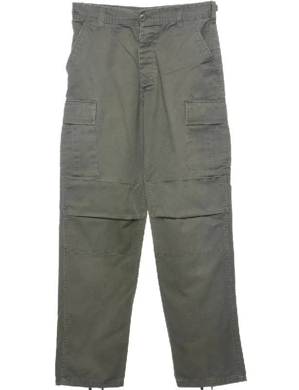 Classic Green Cargo Trousers - W30 L31 Trousers Velvet Soft