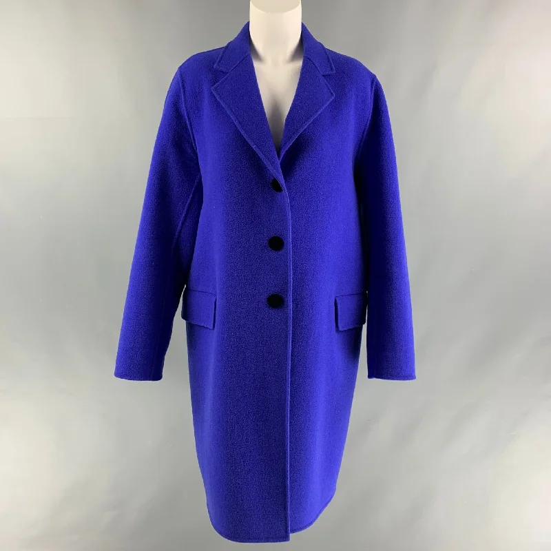 MARC JACOBS Size 12 Purple Wool & Polyester Solid Single breasted Coat Off-the-Shoulder Jacket Double-Breasted Coat Single-Breasted Coat MARC JACOBS Size 12 Purple Wool & Polyester Solid Single breasted Coat Off-the-Shoulder Jacket Double-Breasted Coat Single-Breasted Coat
