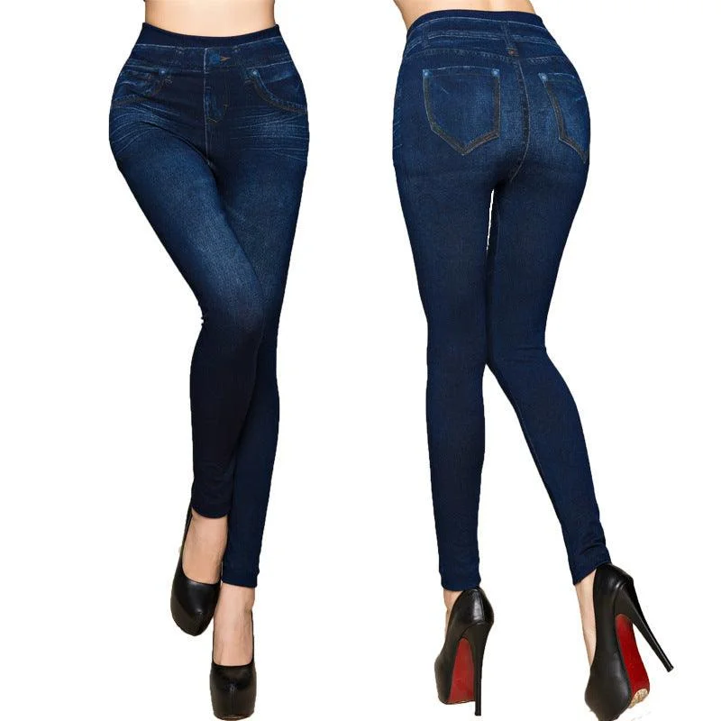 Women Leggings Plus size Faux Denim Jeans Leggings Comfortable Plus Size Leggings