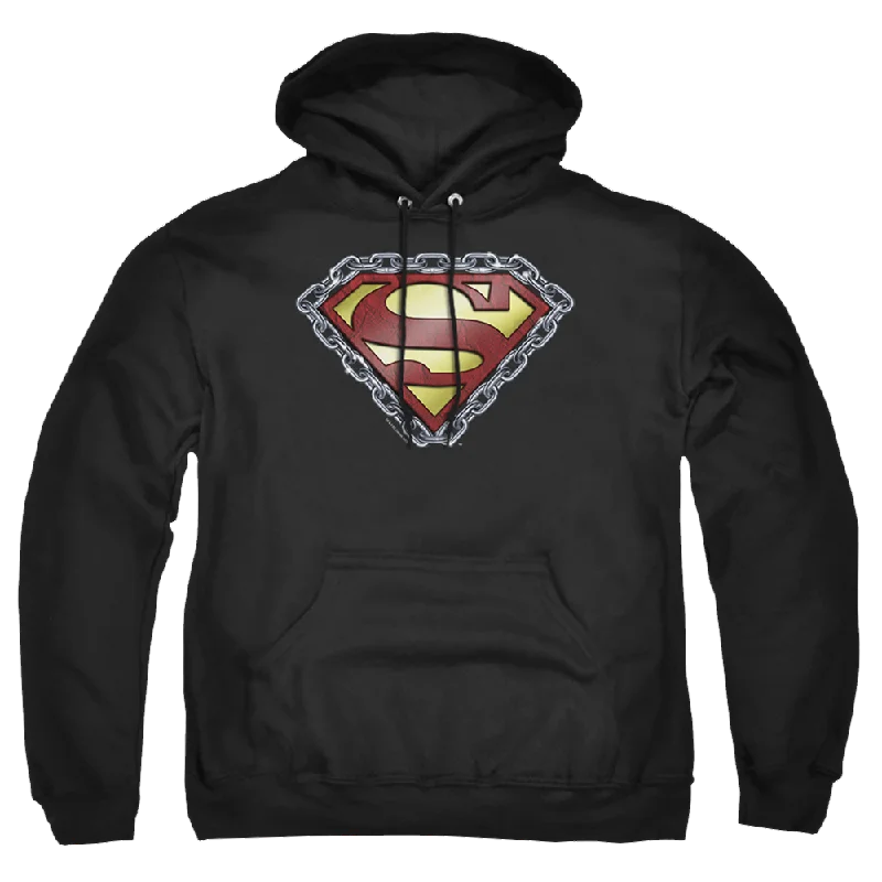 Superman Chained Shield - Pullover Hoodie Boyleg Sleeve Pullover
