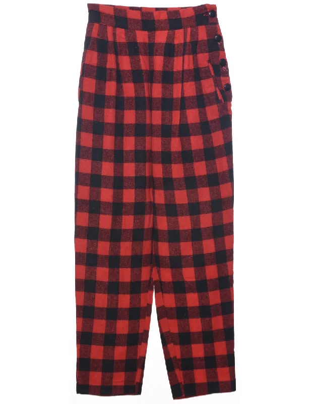 Checked Pattern Trousers - W24 L28 Trousers Bridal Satin