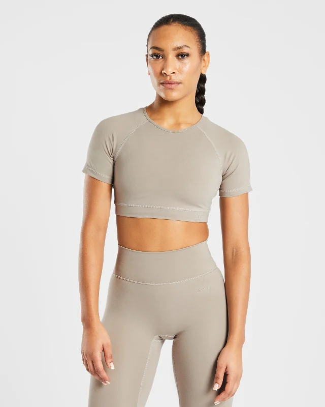 Staple Crop Top - Muted Taupe Crop Top Seamless Stretchy