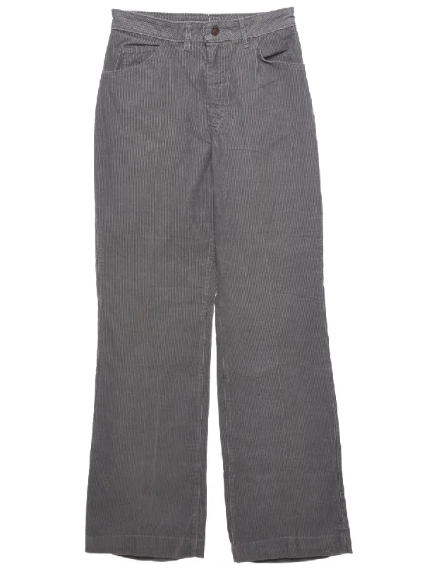 Corduroy Fabric Trousers - W28 L32 Cropped Trousers Casual Linen