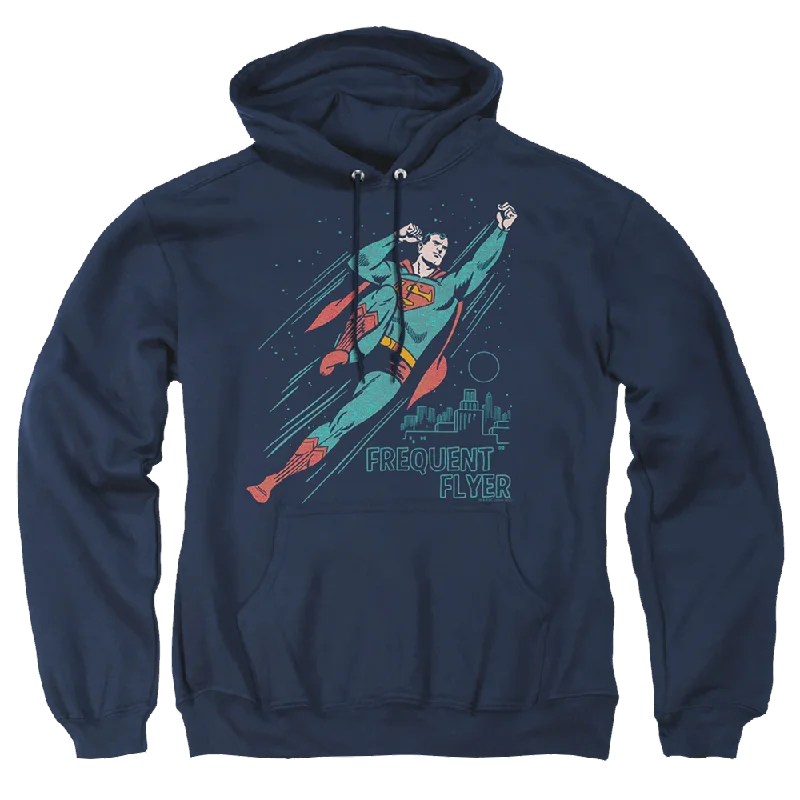 Superman Frequent Flyer - Pullover Hoodie Fitted Ribbed Sweater