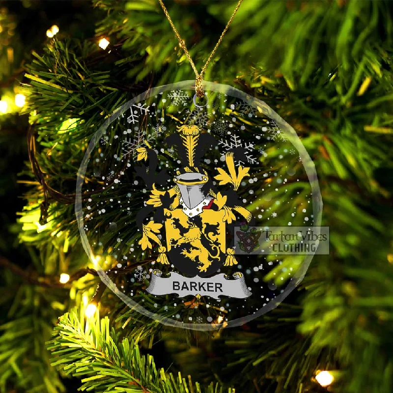 Barker Irish Clan Christmas Glass Ornament with Coat of Arms Hook-and-Loop Buckled Tied Barker Irish Clan Christmas Glass Ornament with Coat of Arms Hook-and-Loop Buckled Tied