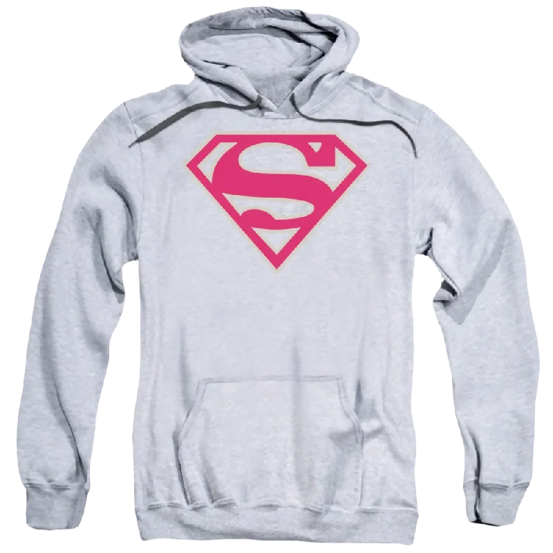 Superman Crimson & Gray Shield - Pullover Hoodie Ruffle Sleeve Feminine
