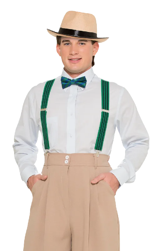 Striped Green Trouser Braces Trousers cozy soft